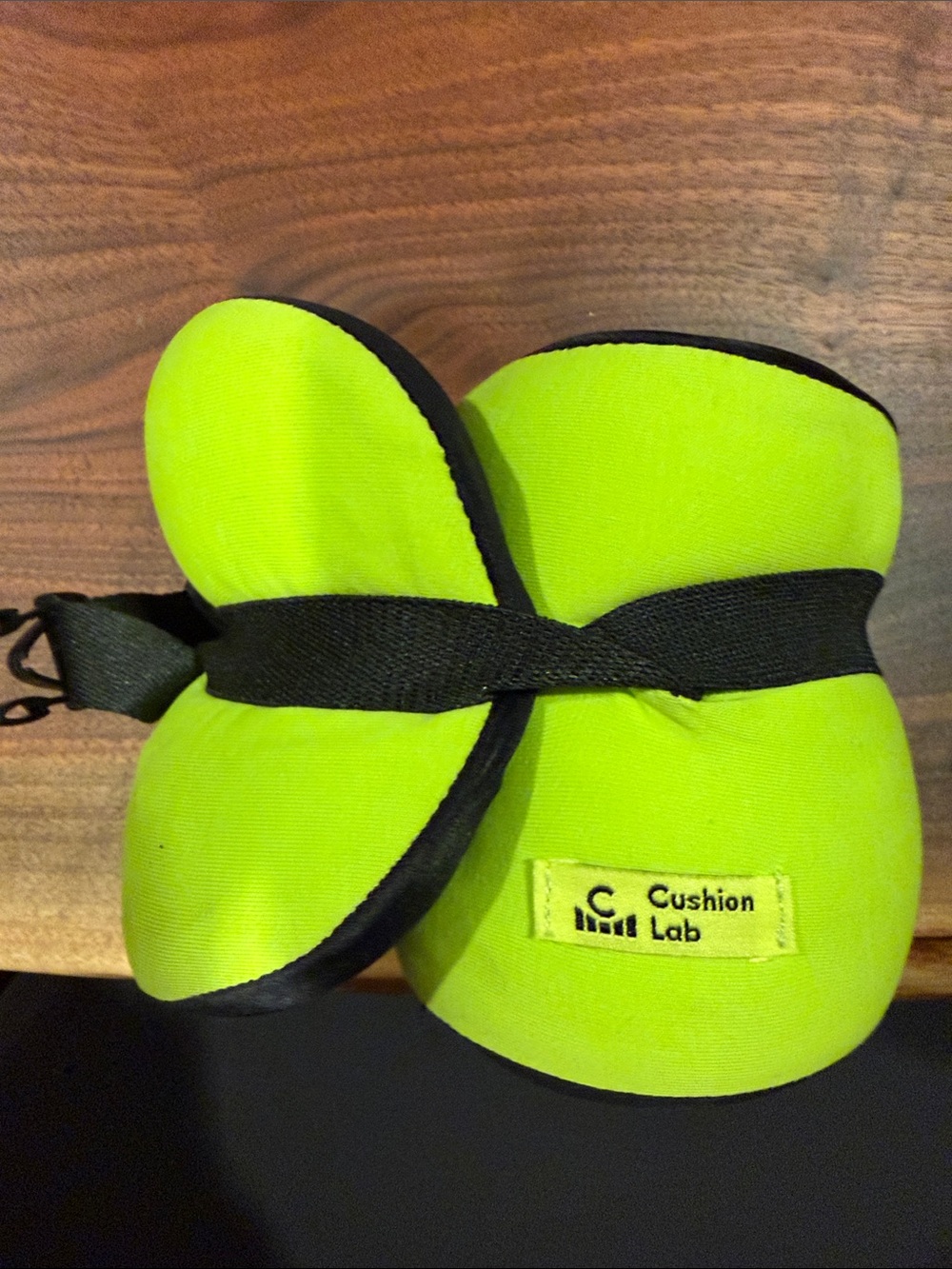 Cushion Lab Neon Green Travel Neck Pillow